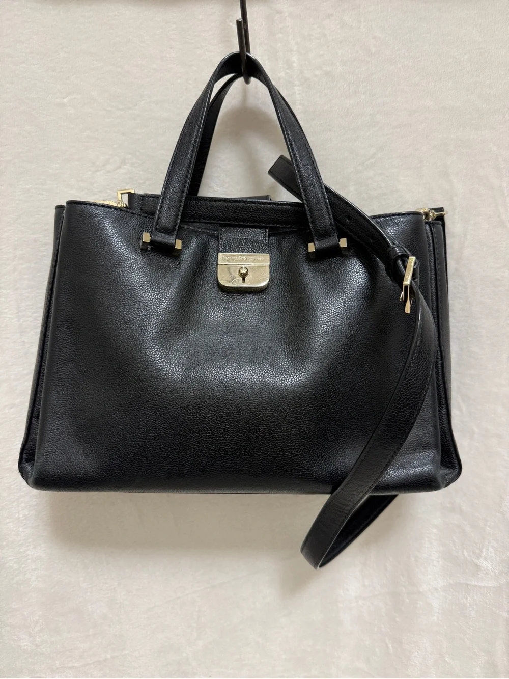 kate spade Black Leather Satchel with Gold Hardware